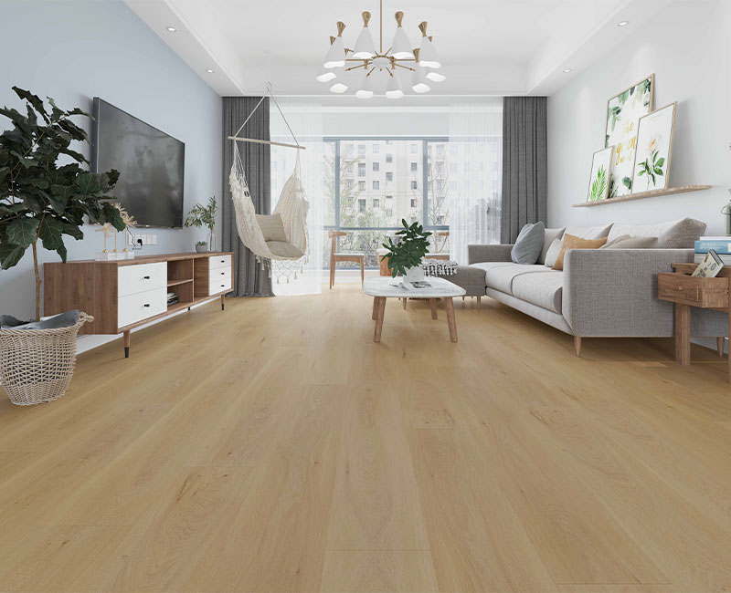 warm toned vinyl flooring in living room