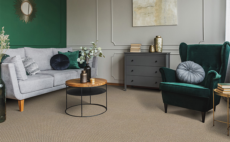 beige carpet in basement living room