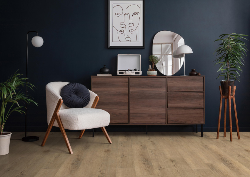 luxury vinyl plank flooring in living room.